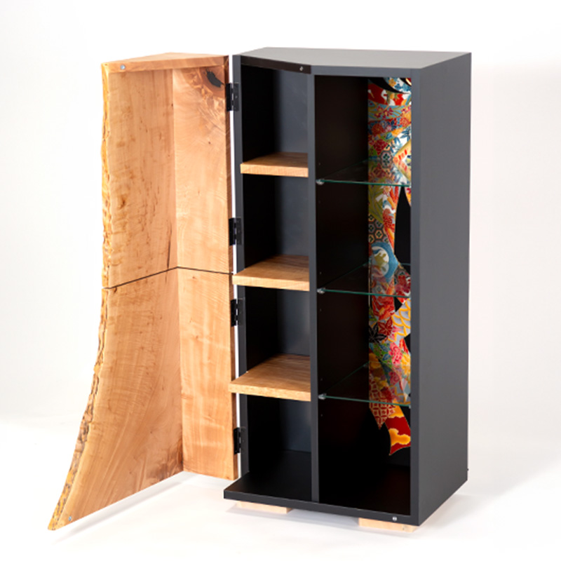 Vertical Tall Liveedge cabinet (melamine base) ｜メラミン縦木目