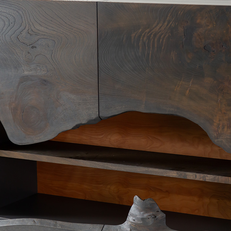 Horizontal Wide Liveedge cabinet (melamine base)  ｜メラミン横木目