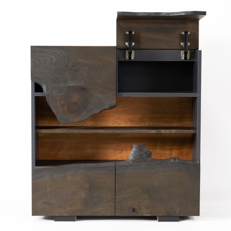 Horizontal Wide Liveedge cabinet(veneer base)｜突板横木目